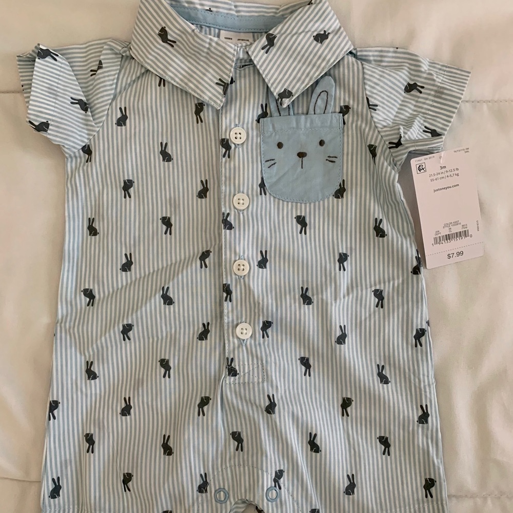 Baby boy bunny romper
